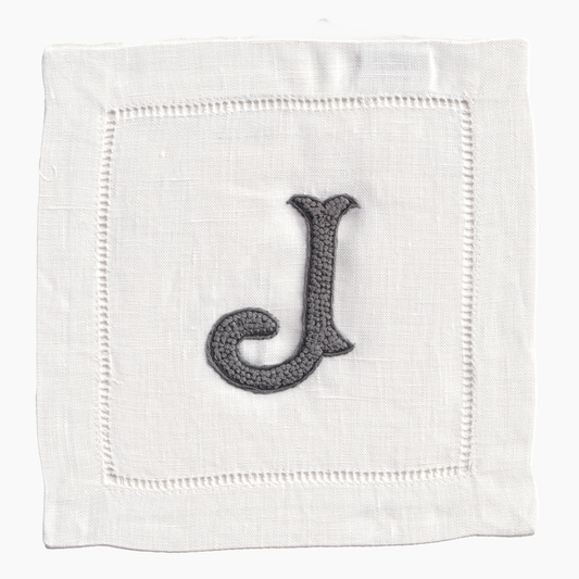 Nouveau Monogram Cocktail Napkins J - (Set of 4)