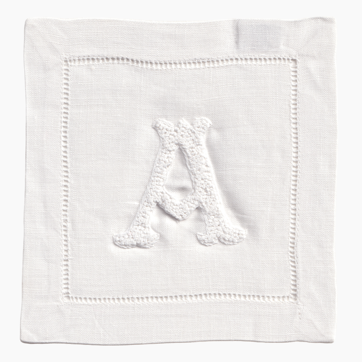 Nouveau Monogram Cocktail Napkins White  A - (Set of 4)
