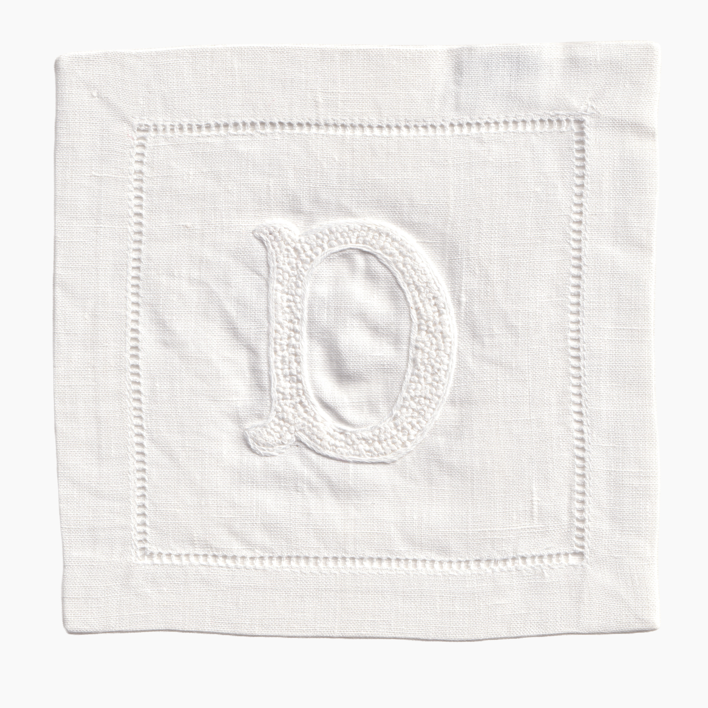 Nouveau Monogram Cocktail Napkins White  D - (Set of 4)