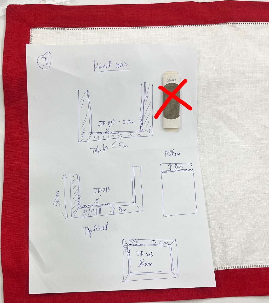 MADRID - COFFEE (Mink) on White Percale