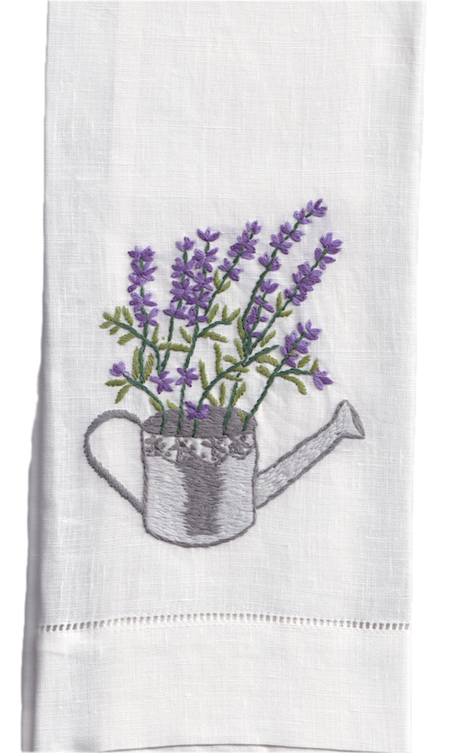 Lavender Watering Can Linen Towel - SAMPLE