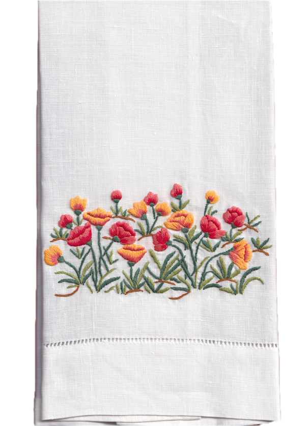 Poppies Linen Towel - SAMPLE