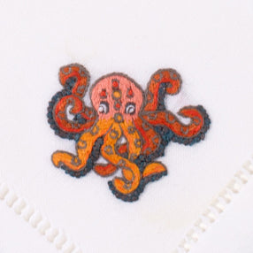 An embroidered orange octopus
