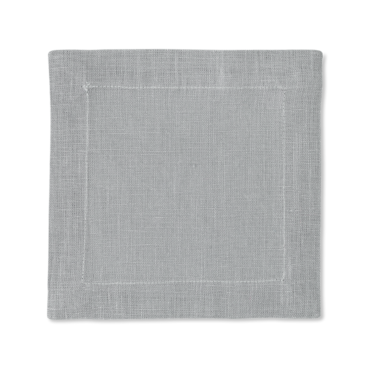 A square linen cocktail napkin in the color gray