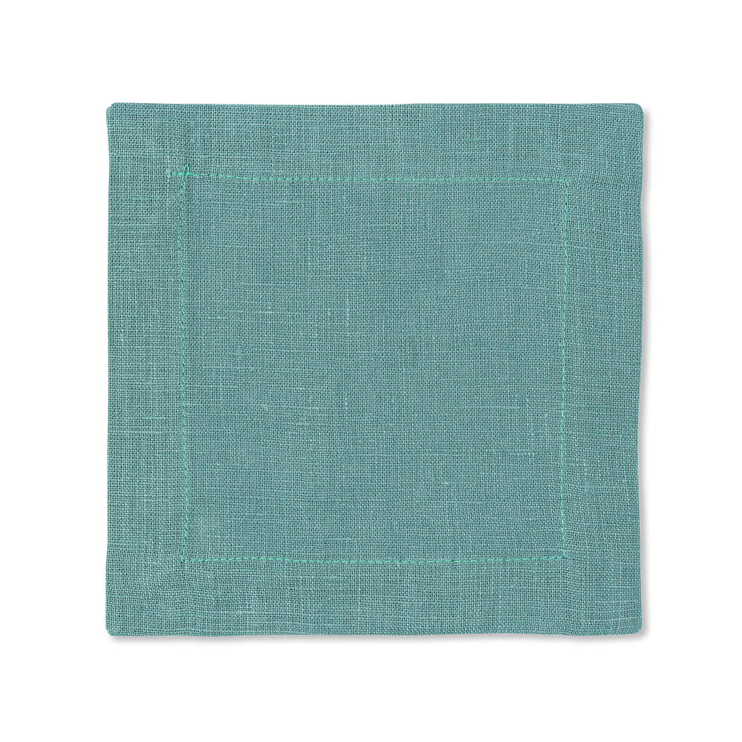 A square linen cocktail napkin in the color marine
