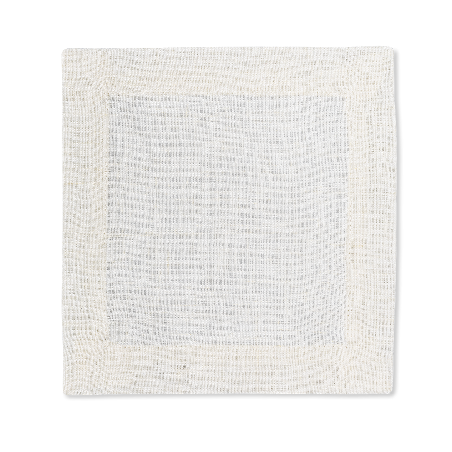 A square linen cocktail napkin in the color oyster
