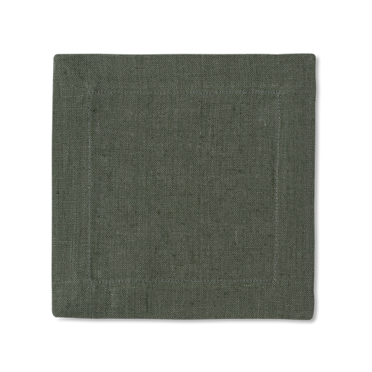A square linen cocktail napkin in the color pewter