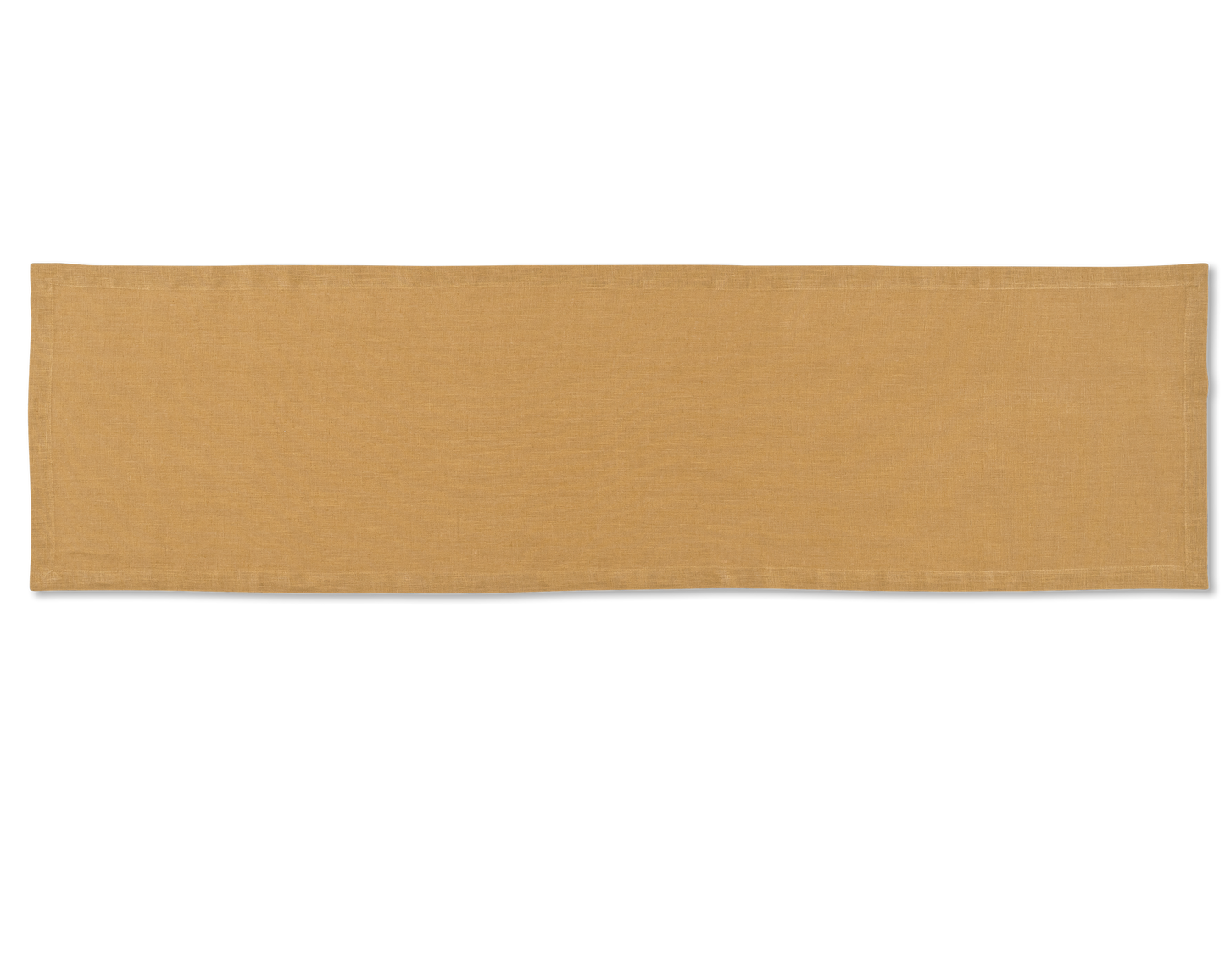 A linen table runner in the color curry
