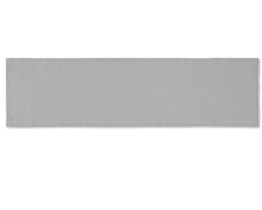 A linen table runner in the color gray