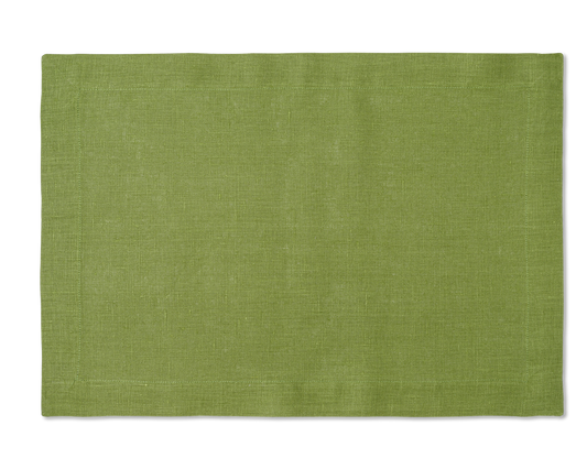 A linen placemat in the color lime