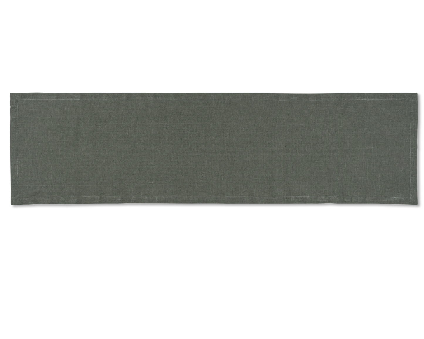 A linen table runner in the color pewter