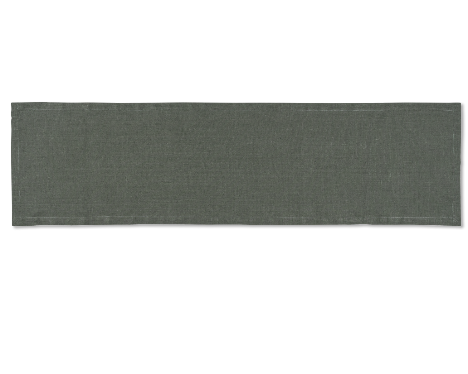 A linen table runner in the color pewter