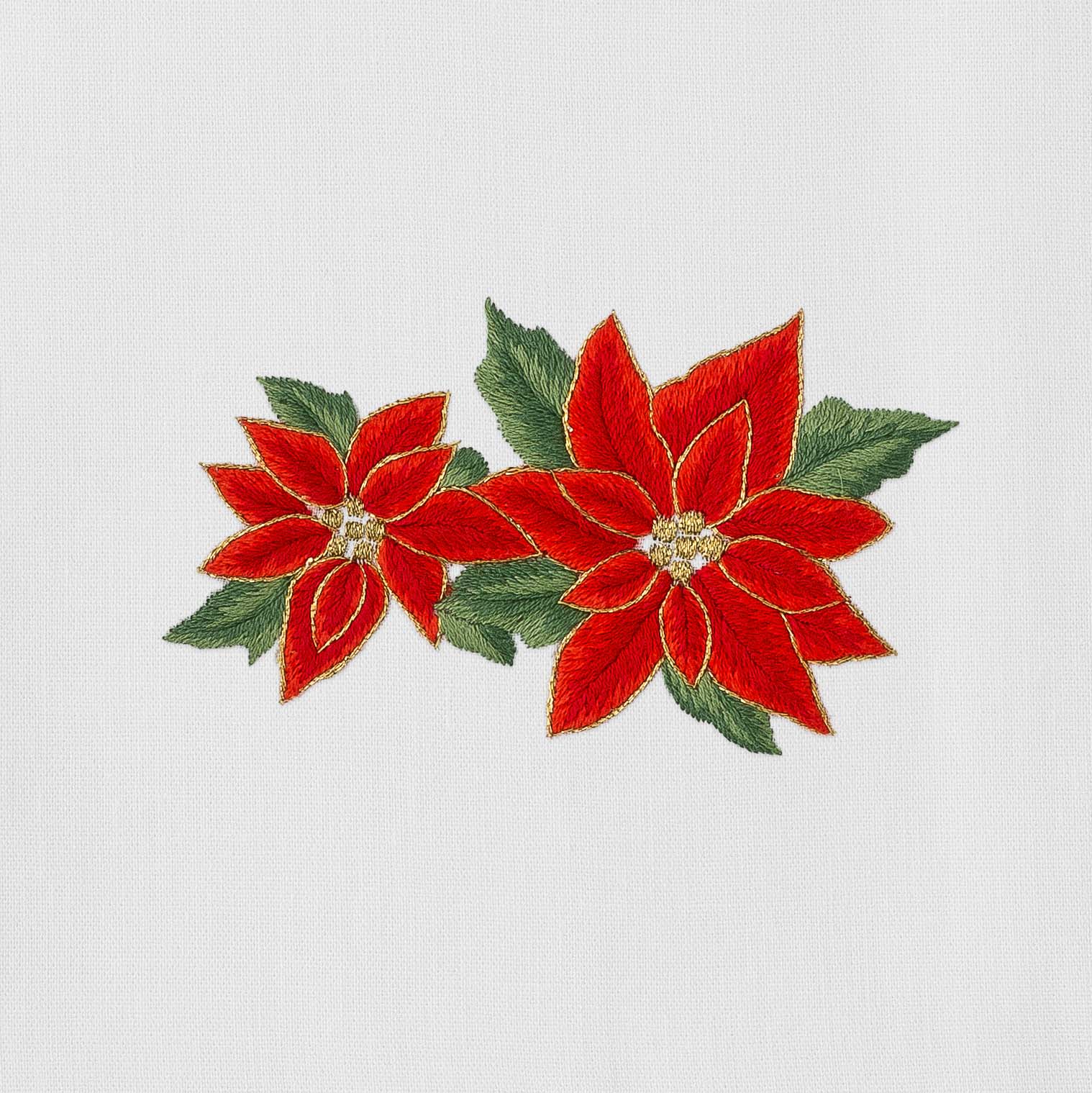 Poinsettias Hand Embroidered Towel - Thumbnail 4