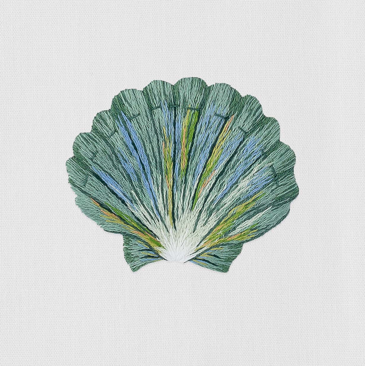 Shell Scallop Teal Towel - Thumbnail 3